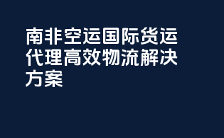 南非空运国际货运代理高效物流解决方案