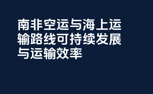 南非空运与海上运输路线：可持续发展与运输效率