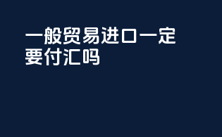 一般贸易进口一定要付汇吗