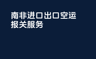 南非进口出口空运报关服务