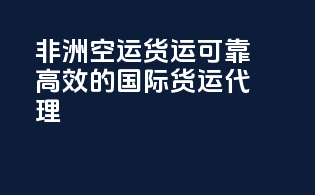 非洲空运货运：可靠高效的国际货运代理