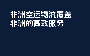 非洲空运物流：覆盖非洲的高效服务