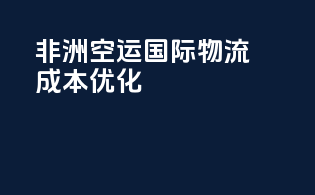 非洲空运国际物流成本优化