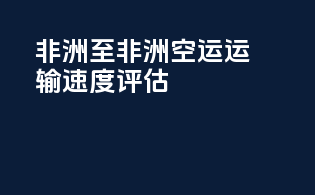 非洲至非洲空运运输速度评估