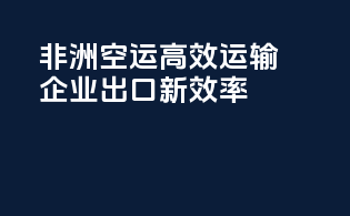 非洲空运高效运输，企业出口新效率