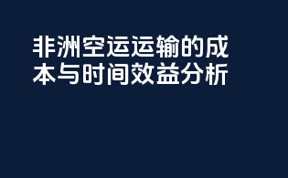 非洲空运运输的成本与时间效益分析