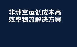 非洲空运，低成本高效率物流解决方案！