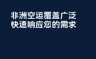非洲空运覆盖广泛，快速响应您的需求！