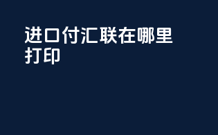 进口付汇联在哪里打印