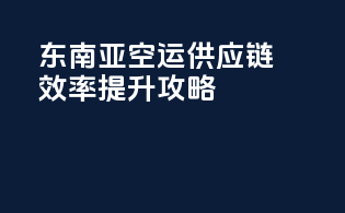 东南亚空运供应链效率提升攻略