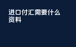 进口付汇需要什么资料