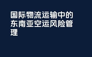 国际物流运输中的东南亚空运风险管理