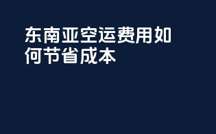 东南亚空运费用如何节省成本？