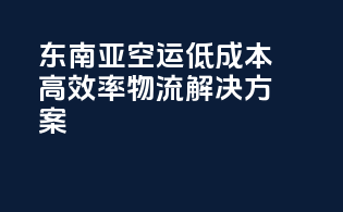 东南亚空运：低成本，高效率物流解决方案