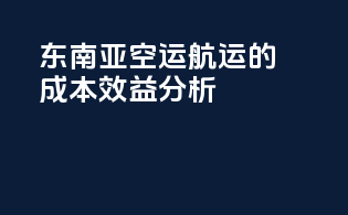 东南亚空运航运的成本效益分析