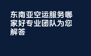 东南亚空运服务哪家好？专业团队为您解答