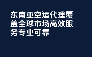 东南亚空运代理，覆盖全球市场，高效服务，专业可靠