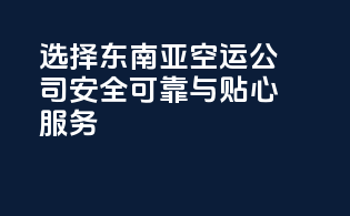 选择东南亚空运公司：安全可靠与贴心服务