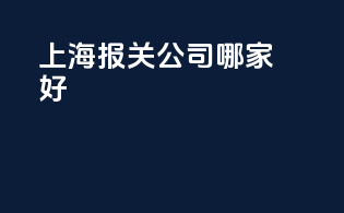 上海报关公司哪家好