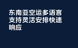 东南亚空运，多语言支持，灵活安排，快速响应
