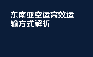 东南亚空运高效运输方式解析