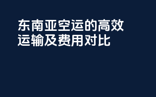 东南亚空运的高效运输及费用对比