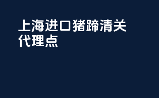 上海进口猪蹄清关代理点