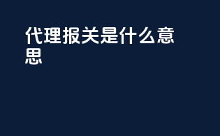 代理报关是什么意思