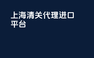 上海清关代理进口平台