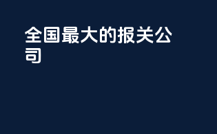 全国最大的报关公司