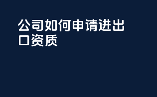 公司如何申请进出口资质