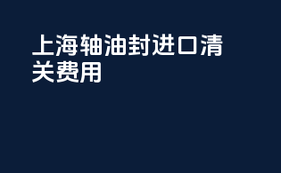 上海轴油封进口清关费用