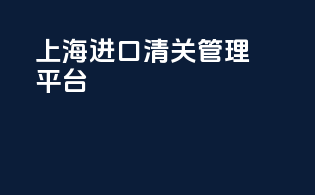 上海进口清关管理平台