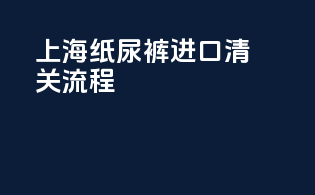 上海纸尿裤进口清关流程