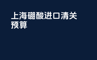 上海硼酸进口清关预算