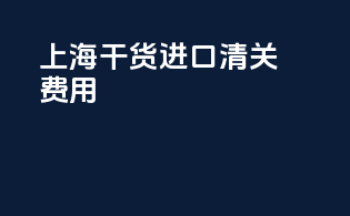 上海干货进口清关费用