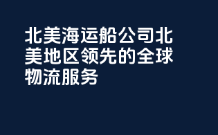 北美海运船公司：北美地区领先的全球物流服务