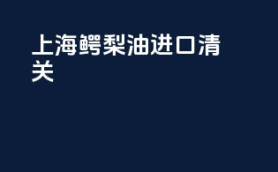 上海鳄梨油进口清关