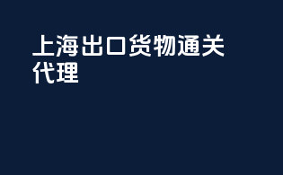 上海出口货物通关代理