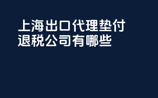 上海出口代理垫付退税公司有哪些