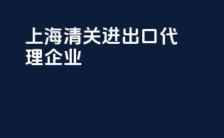 上海清关进出口代理企业