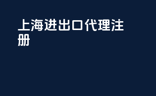上海进出口代理注册