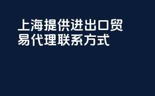 上海提供进出口贸易代理联系方式
