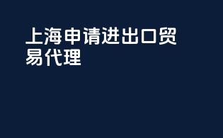上海申请进出口贸易代理