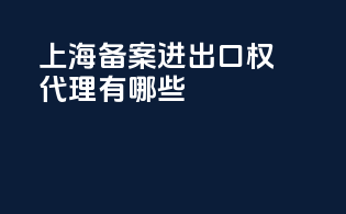 上海备案进出口权代理有哪些