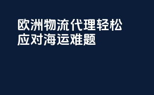 欧洲物流代理，轻松应对海运难题！