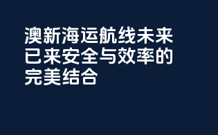 澳新海运航线：未来已来，安全与效率的完美结合