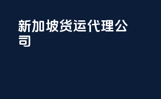 新加坡货运代理公司