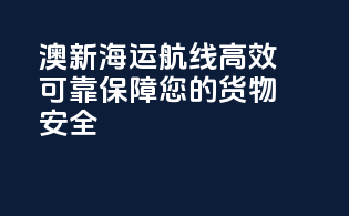 澳新海运航线：高效可靠，保障您的货物安全