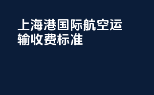 上海港国际航空运输收费标准